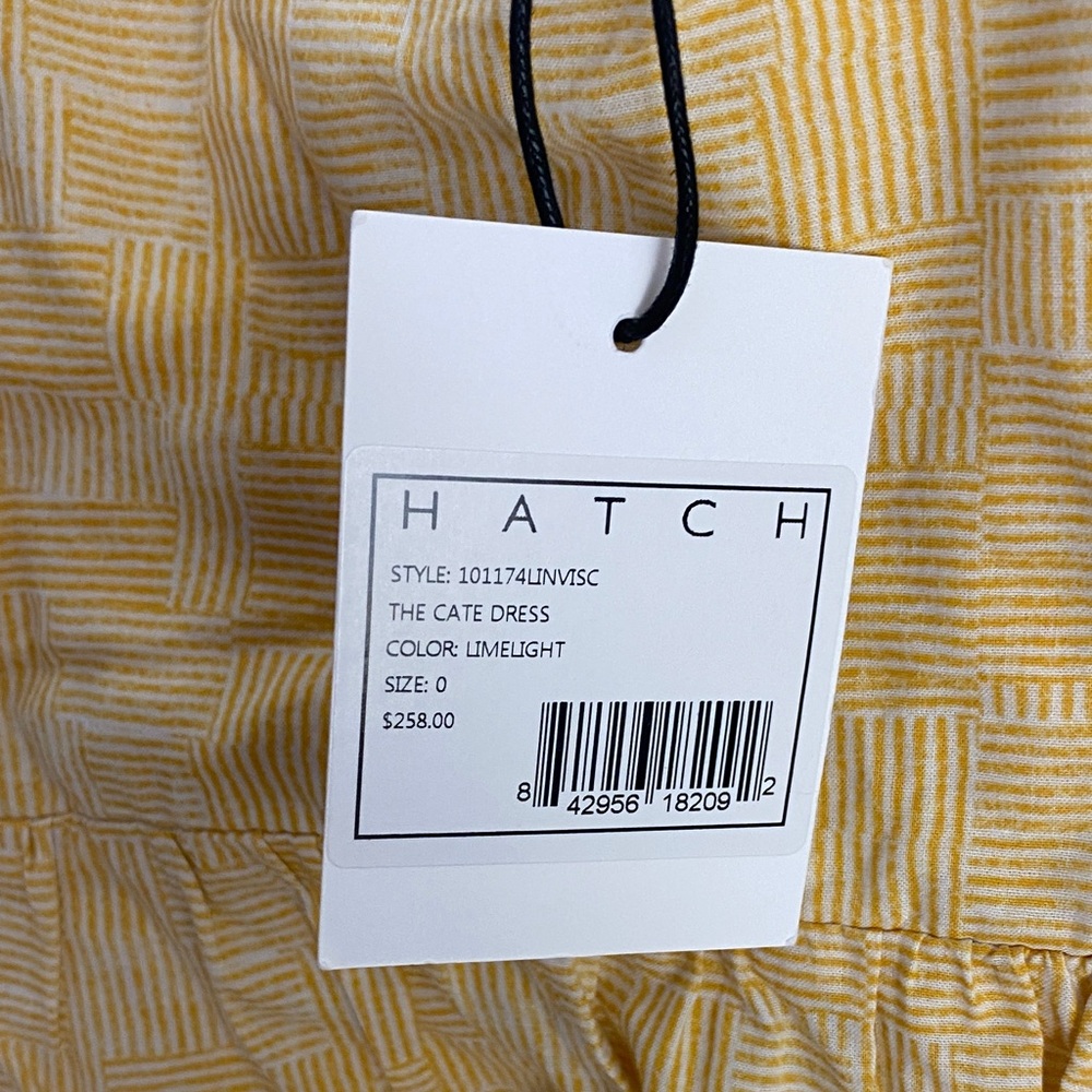 NWT Hatch Light Yellow / White Patterned Maxi Dress with spaghetti ties - Picture 3 of 6
